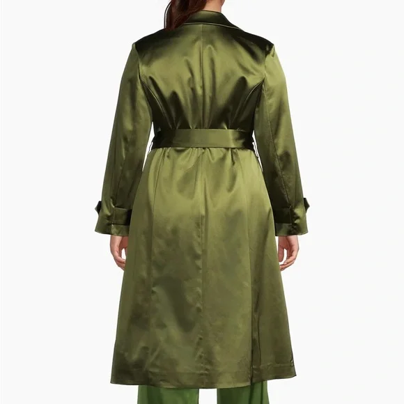Gabriella Rossetti Caterina Stretch Satin Coat Green Leaf Size 18